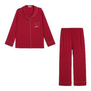 【董洁同款】爱慕日照金山睡衣男女情侣红品含桑蚕丝家居服套装