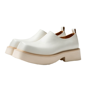 里外全头层牛皮白皮鞋男款2025新款透气休闲厚底增高方头德比鞋潮