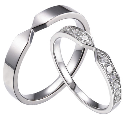 纯银玫瑰金莫桑情侣对戒