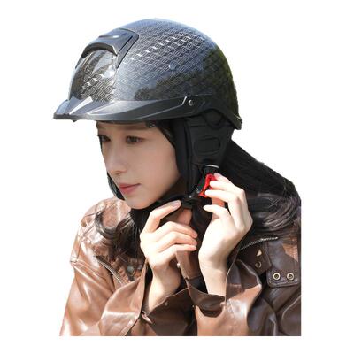 AR12K碳纤维半盔男摩托车复古巡航头盔女哈雷机车夏季瓢盔安全帽
