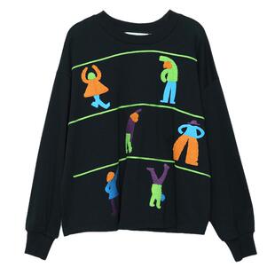 MOVEUP幻走2024秋季新款.FUN系列绣花小落肩设计师短款圆领卫衣女