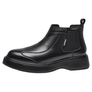 哈森切尔西靴男真皮冬季男鞋加绒保暖羊毛靴子2026新款商务皮鞋男