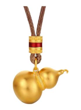 金包银葫芦项链女底部福字镂空吊坠男情侣款挂件毛衣链礼物送女友