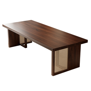 去客厅化中古风实木国学书桌南美胡桃木大板桌工作台茶桌学习阅读