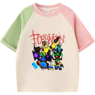 roblox虚拟世界衣服女  罗布乐思插肩袖童装 罗布乐思t袖儿童短袖