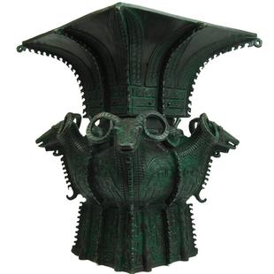 四羊方尊摆件仿古青铜器鼎复古三星堆工位桌面装饰品开业铜工艺品