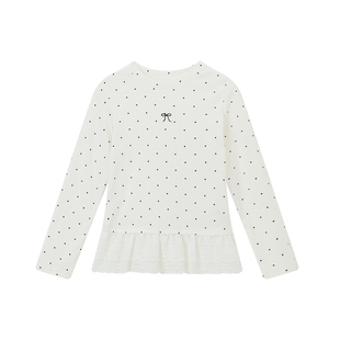 布丁哈鲁春装女童童装上衣2026春季新款儿童甜美蕾丝边长袖T恤