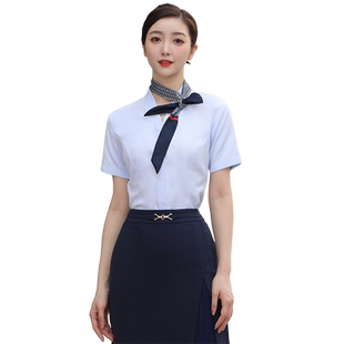 飘轻裾中国移动工作服女2023新款短袖衬衫女裙夏装移动营业厅工装