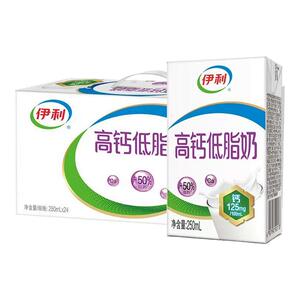 伊利高钙低脂奶高钙奶250ml*24盒