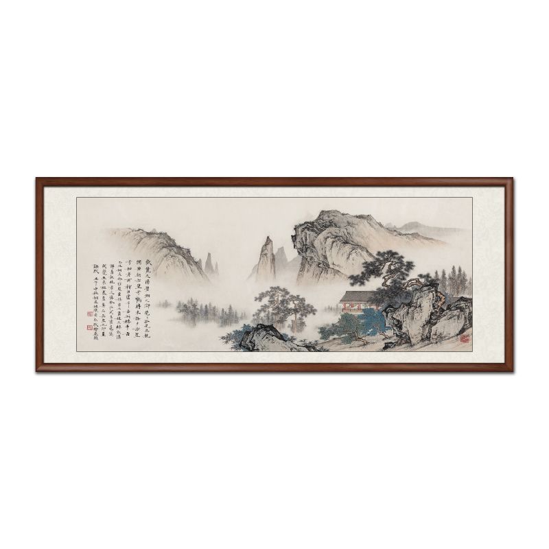 望月楼挂画国画客厅书房定制中国风办公室壁画山水画新中式装饰画