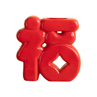 福字花瓶红色结婚婚房客厅摆件订婚结婚福桶氛围电视柜福字装饰