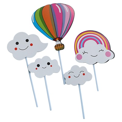 生日蛋糕云朵烘焙插牌彩色热气球