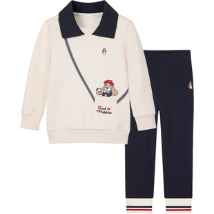 暇步士童装女童套装秋冬装新款小童可爱加绒卫衣儿童休闲舒适长裤