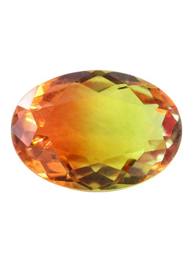 合成西瓜碧玺玻璃巴西天然底蛋形裸石 金黄色宝石椭圆形吊坠BX01