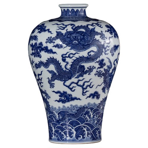 宁封窑梅瓶景德镇陶瓷花瓶瓷瓶摆件青花瓷客厅新中式复古仿古瓷器