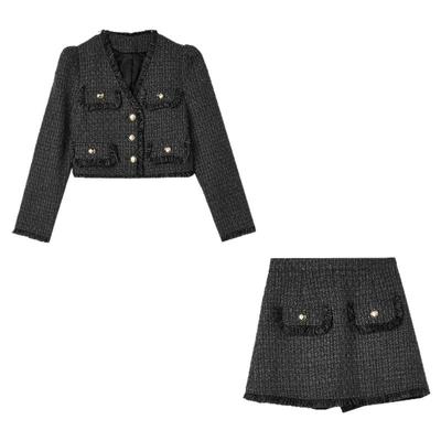 外套+短裙小香风两件套装