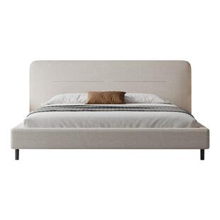 政府补贴侘寂奶油风可拆洗棉麻布艺床北欧极简主卧大床1米8双人床