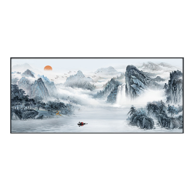 中式客厅沙发背景墙壁画风景挂画