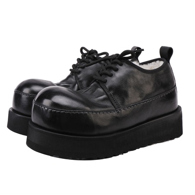 复古真皮羊皮毛一体保暖棉鞋女