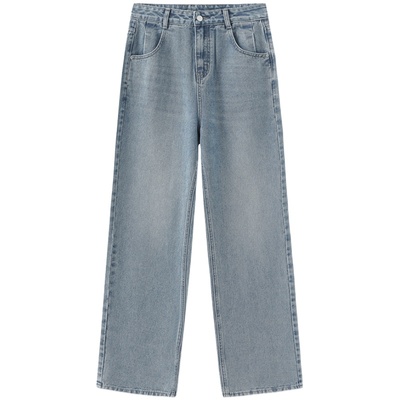 CUBIC高腰休闲直筒彩色牛仔小阔腿直筒牛仔裤