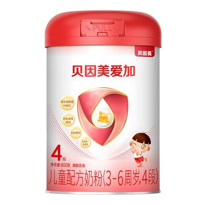 【满额赠果汁】贝因美爱加4段儿童成长奶粉800g罐含HMO营养牛奶粉