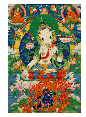 故宫藏清人文殊菩萨像轴唐卡精美佛像画挂画唐卡定制包邮30x45cm
