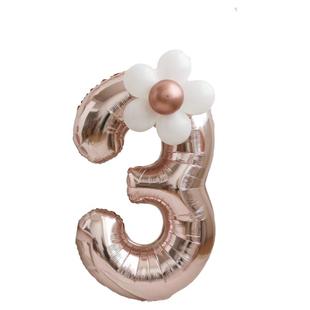 简约轻奢 玫瑰金生日装饰场景布置女孩周岁儿童派对星星数字气球