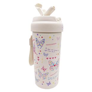 可爱高颜值蝴蝶带茶隔保温杯女生办公室泡茶水杯便携吸管随行杯子