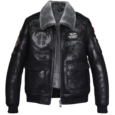 汉名仕B6空降兵刺绣皮衣