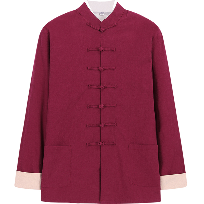 春秋加厚盘扣唐装男式外套青年国风中山装老人爸爸上衣居士汉服禅