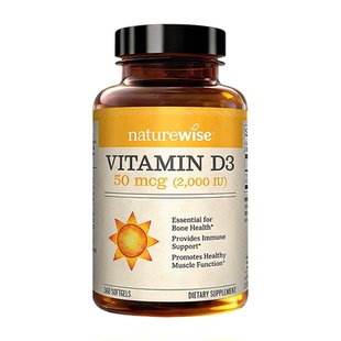 Naturewise维生素d3阳光瓶2000iu官方旗舰店成人女备妇孕儿童活性
