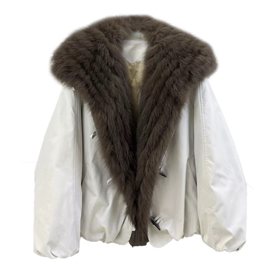 真狐狸毛羽绒服女冬季宽松派克服