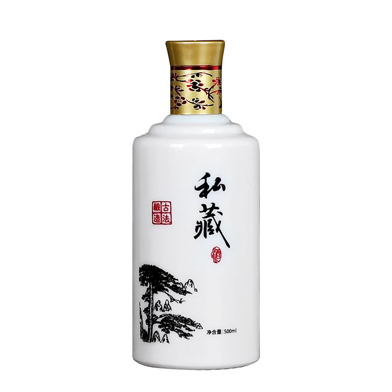圆形一斤彩色外包装箱散酒白瓷瓶