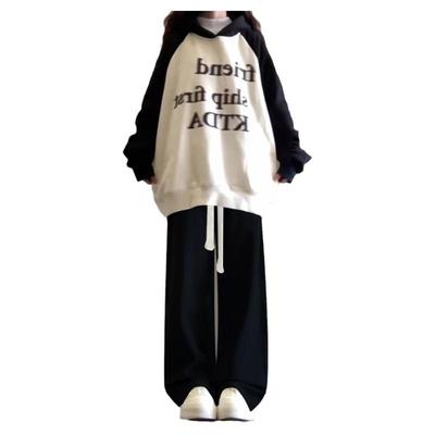 女大童加绒卫衣秋冬套装2023新款