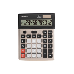 得力1654ES计算器财务会计专用太阳能双电源办公文具桌面商务型大屏幕大按键多功能金属面板12位大号计算机