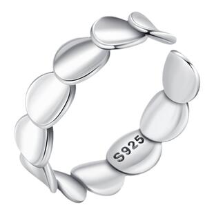 MODIAN摩典S925纯银个性鳞片戒指女几何拼接不规则圆片开口戒指