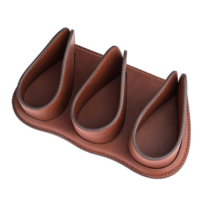 one leather一皮 牛皮烟斗架座三斗高档烟斗展示架烟斗支架托便携