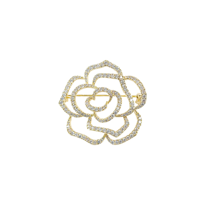 小众奢华镂空玫瑰胸针女