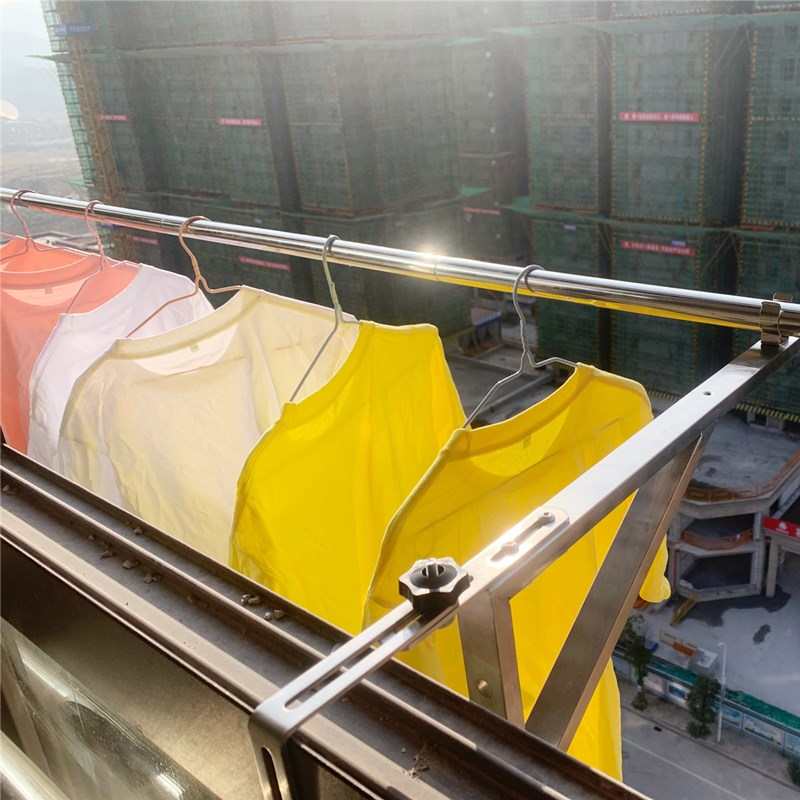 不锈钢窗户免打孔晾衣架阳台晾衣晒被神器防盗窗护栏窗外晾衣架