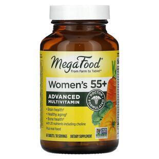 MegaFood女士55+复合维生素片B族维生素B12胆碱钙镁锌大脑骨骼健