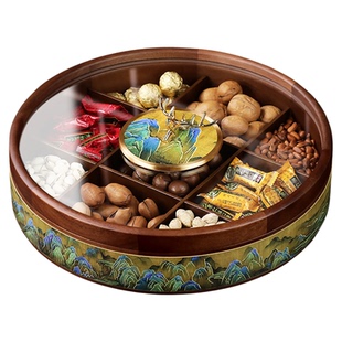 实木零食干果蓝糖果盒高端精致高颜值轻奢客厅家用新款收纳水果盘