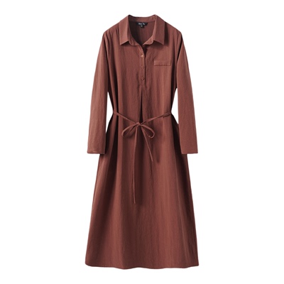 MaxTu26年春收腰羊毛衬衫连衣裙