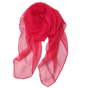 红色围巾2025新款今年流行爆款真丝桑蚕丝丝巾女纯色护颈纱巾披肩