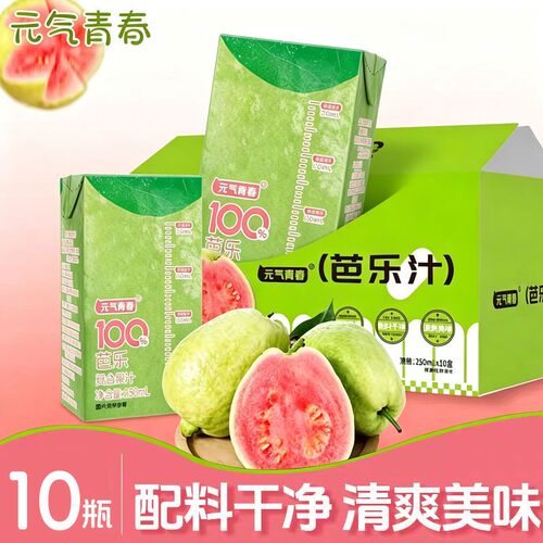 元气青春芭乐汁250ml*10盒果汁芭乐饮品配料干净酸甜爽口冰箱常备