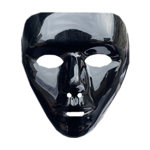 嘻哈街舞全脸面具纯白色万圣节抖音假面舞团齐舞步表演黑色面具男