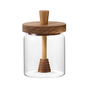 蜂蜜专用罐相思木瓶装果酱玻璃分装食品级密封罐取用棒带勺高硼硅