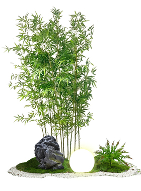 仿真绿植新中式竹子造景景观组合高级感仿生植物禅意落地盆栽隔断
