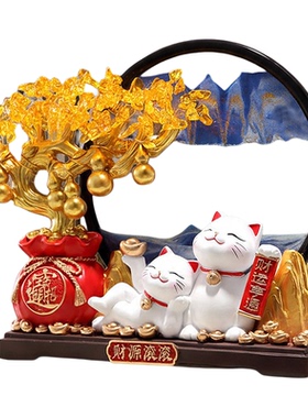 树脂装饰新中式办公室招财猫摆件
