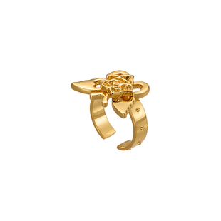 STUGAZIButterfly Rosy Wide Ring蝴蝶玫瑰开口戒原创设计ins个性