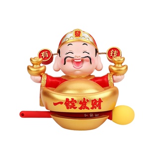 卡通敲敲财门财神木鱼指定发财摆件解压治愈潮玩公仔工位桌面装饰